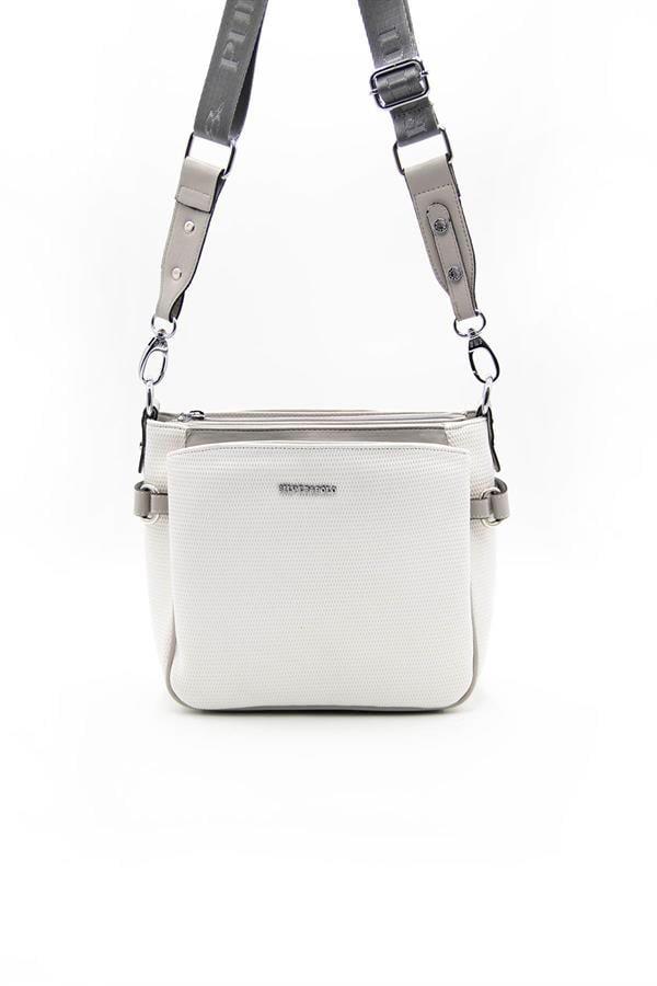 Silver & Polo SP884 Kadın Çapraz Çanta Petek Beyaz-A.Gri