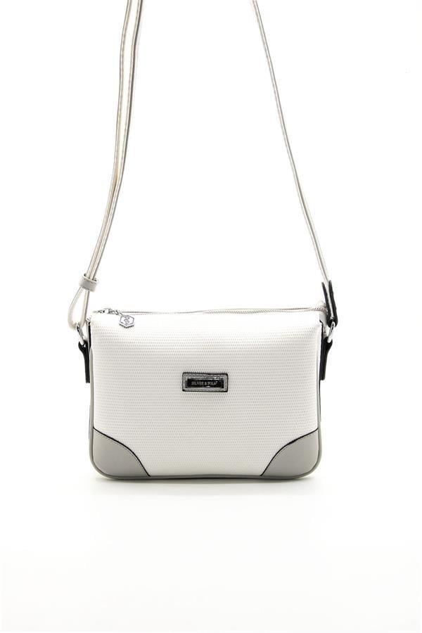 Silver & Polo SP784 Kadın Çapraz Çanta Petek Beyaz-A.Gri