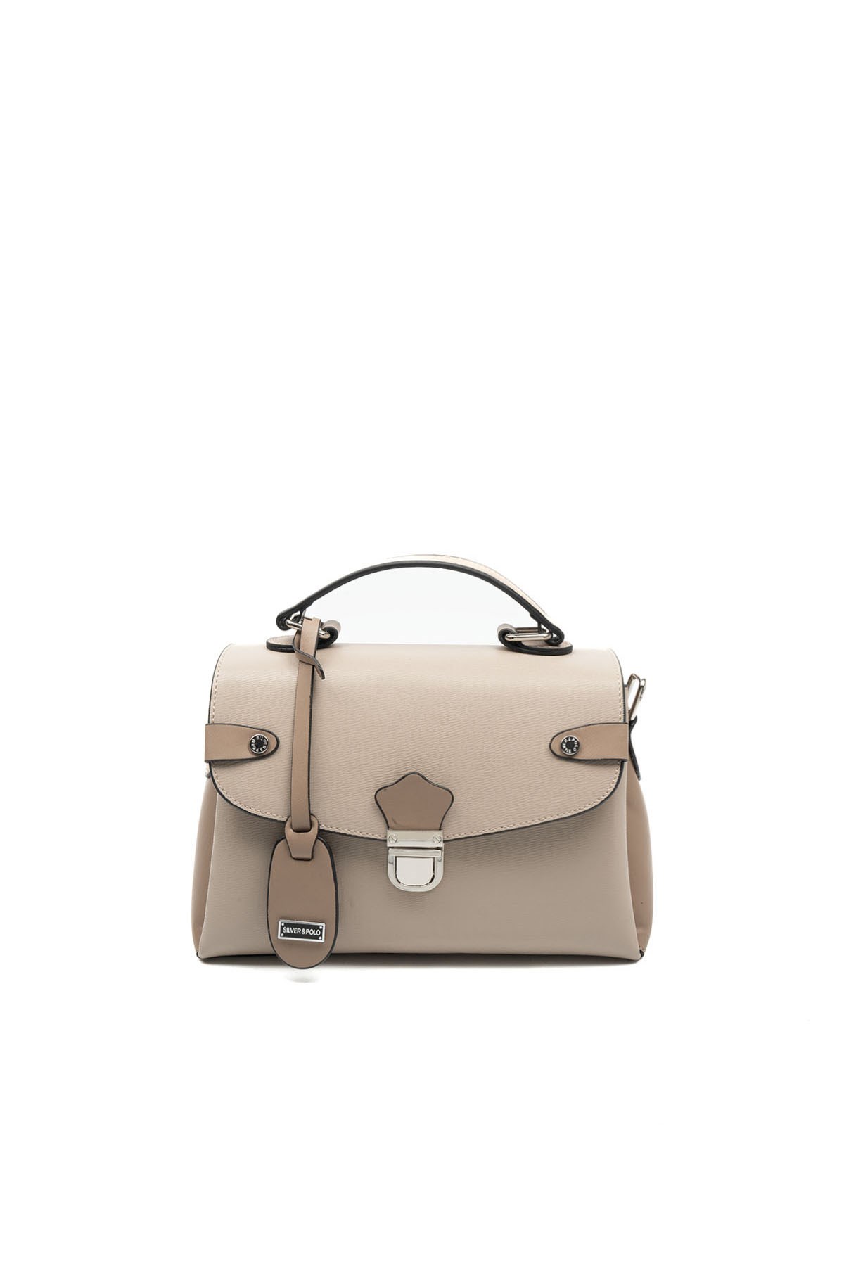Silver & Polo SP1159 Kadın El Çantası Düz Koyu Bej-Latte