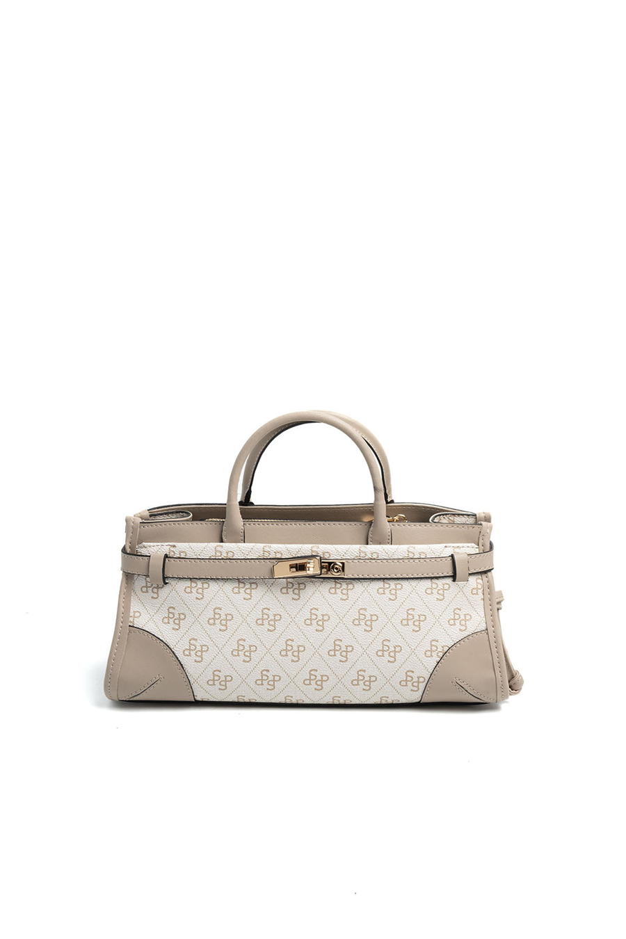 Silver & Polo SP1260 Kadın El Çantası Monogram Bej-Kum
