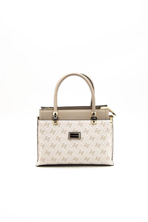 Silver & Polo SP826 Kadın El Çantası Monogram Bej-Kum