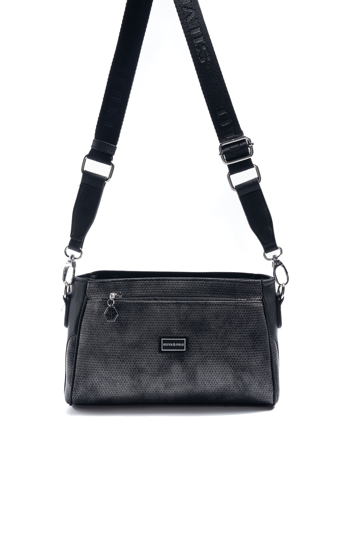 Silver & Polo SP1273 Kadın Çapraz Çanta Petek M.Gümüş-Siyah
