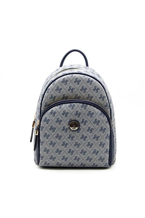 Silver & Polo SP1062 Kadın Sırt Çantası Monogram Gri-Lacivert