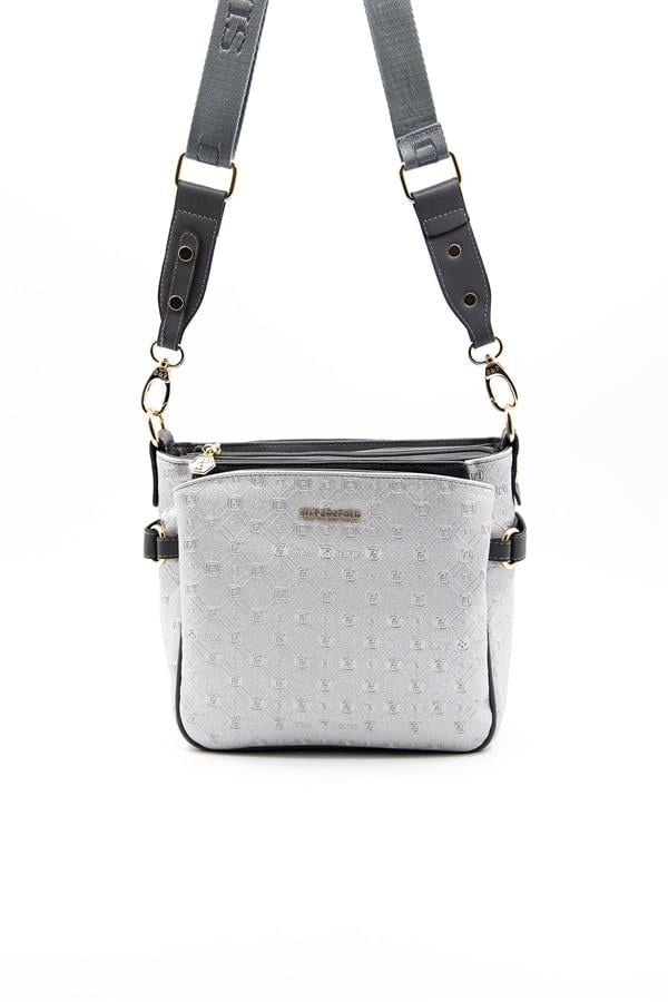 Silver & Polo SP884 Kadın Çapraz Çanta Logolu A.Gümüş-Antrasit