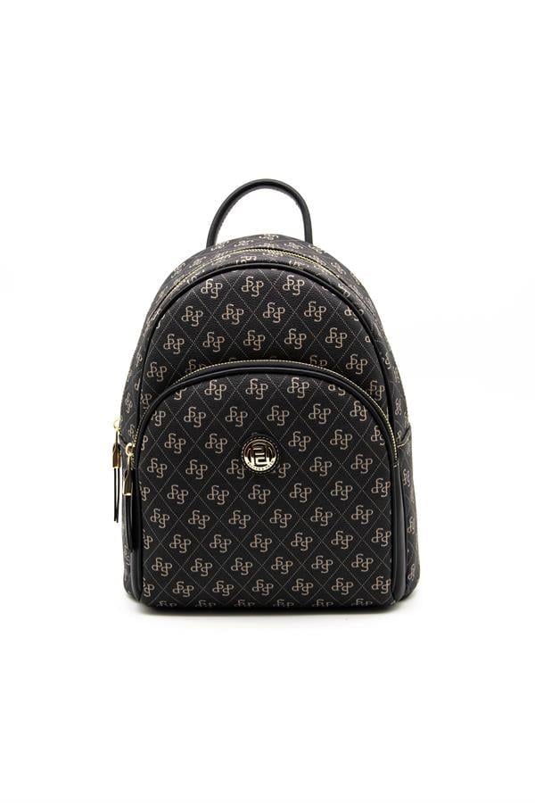 Silver & Polo SP1062 Kadın Sırt Çantası Monogram Füme-Siyah