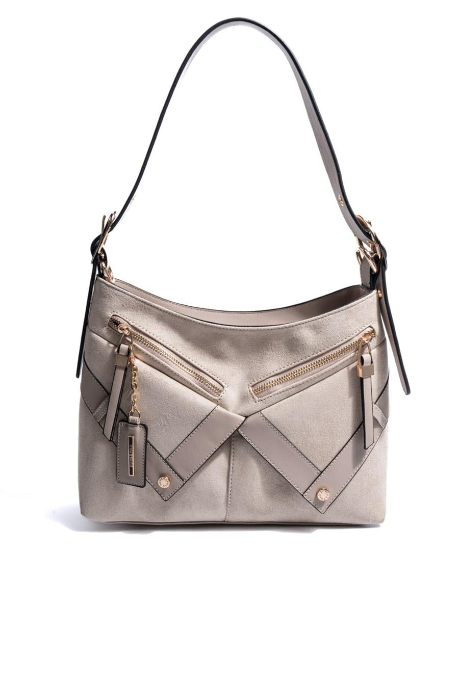 Silver & Polo SP1268 Kadın Omuz Çantası Süet Bej-Kum