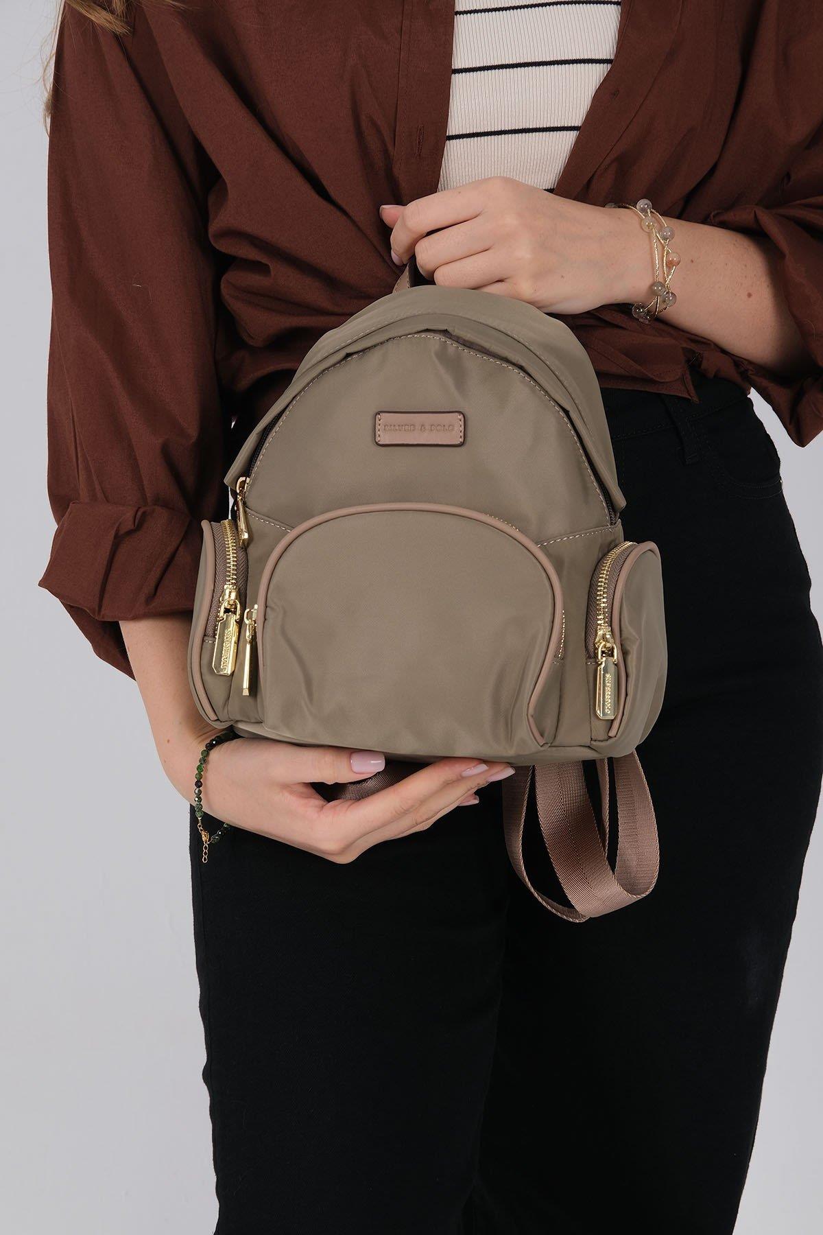 1208 Kadın Sırt Çantası  Yeşil-Kum