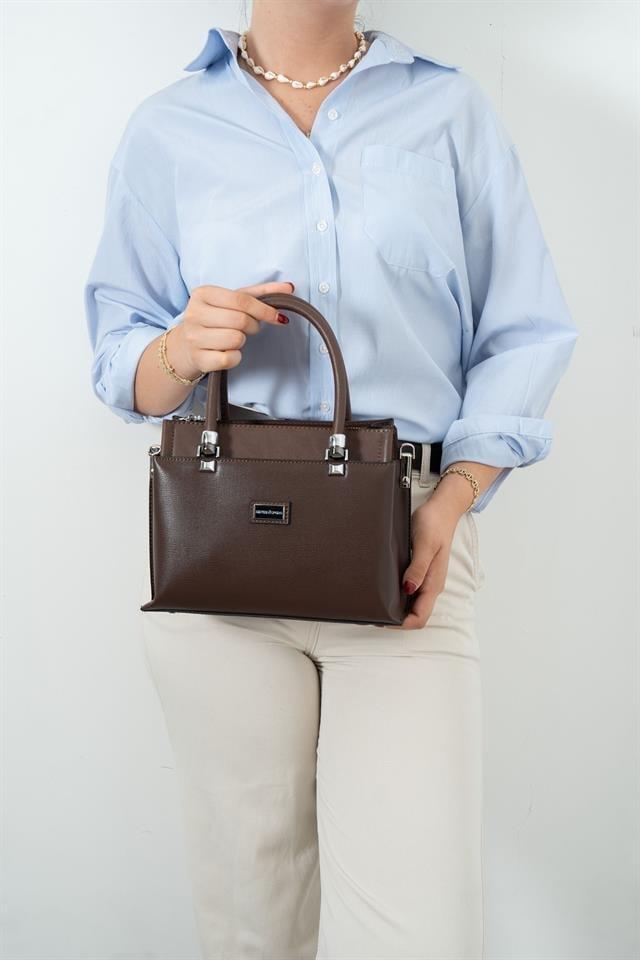 Silver & Polo SP826 Kadın El Çantası Düz Kahve