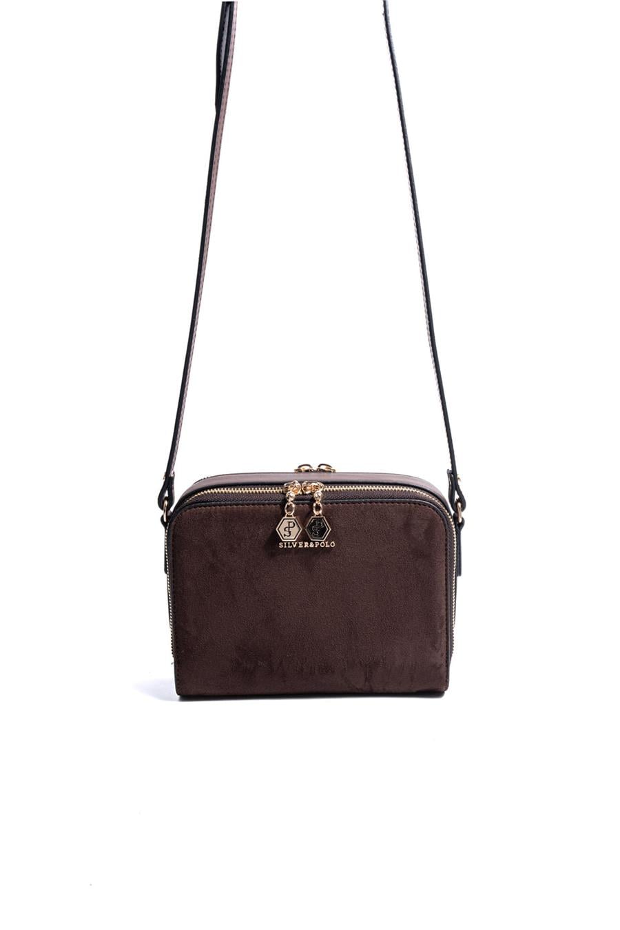 Silver & Polo SP888 Kadın Çapraz Çanta Süet Kahve