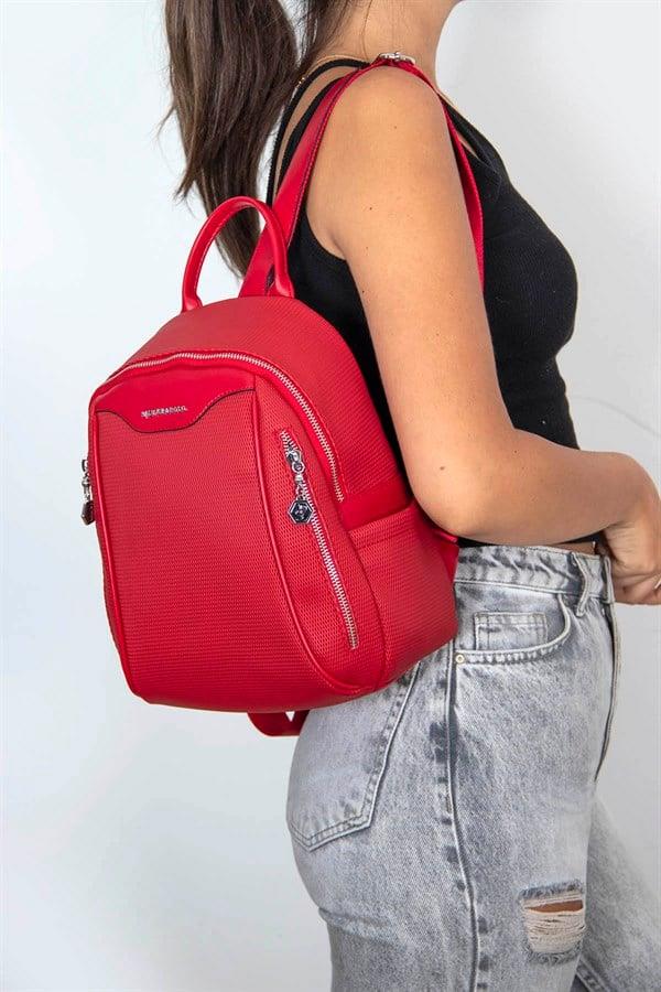Silver & Polo SP906 Kadın Sırt Çantası Petek Kırmızı