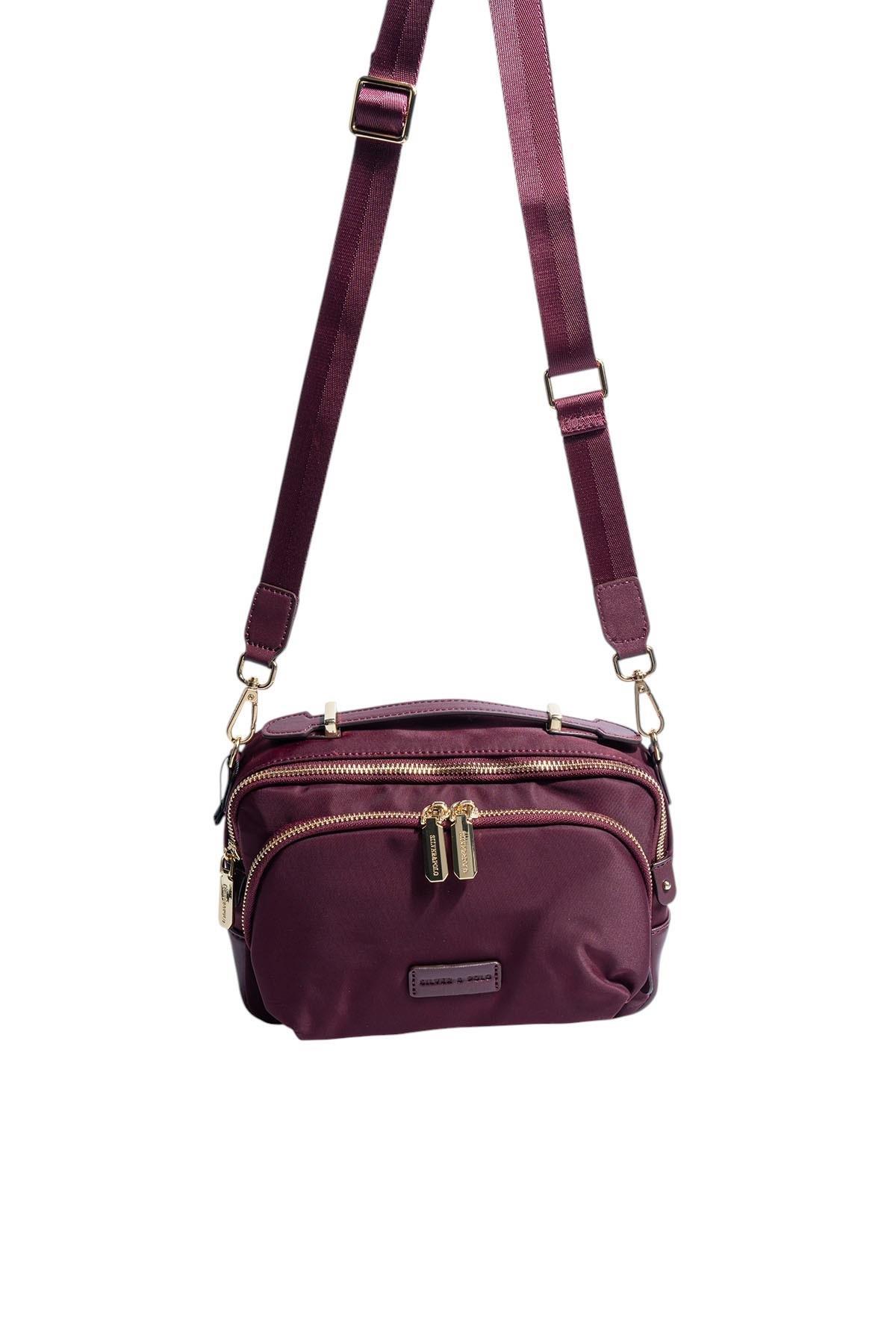 Silver Polo SP1221 Kadın Çapraz Çanta Saten Bordo-Bordo