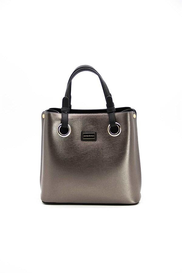 Silver & Polo SP975 Kadın El Çantası Düz Platin-Siyah