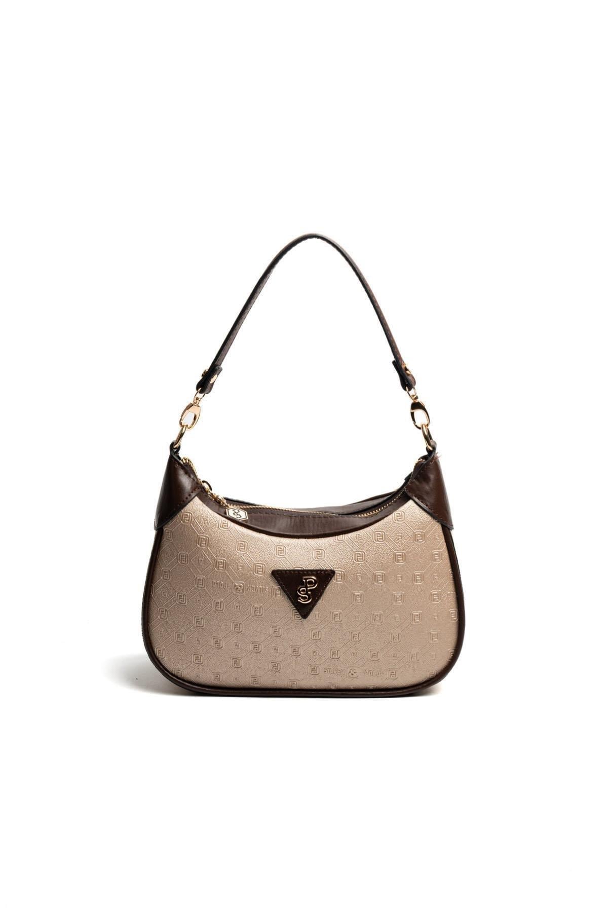 Silver & Polo SP1180 Kadın Omuz Çantası Logolu Nut-Kahve