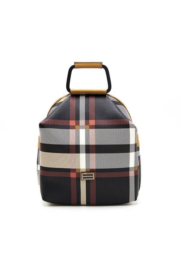 Silver & Polo SP771 Kadın Sırt Çantası Ekose Siyah-A.Taba