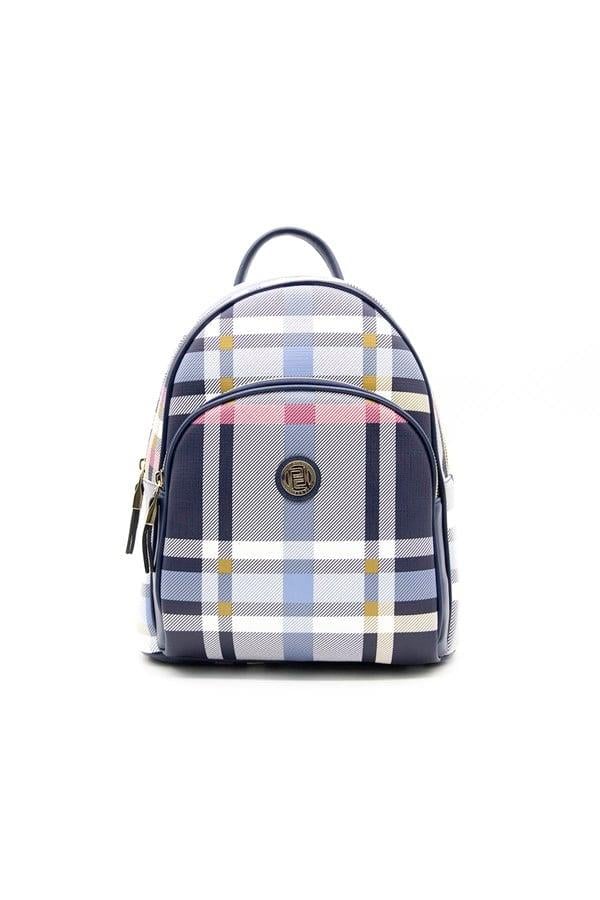 Silver & Polo SP1062 Kadın Sırt Çantası Ekose Lacivert