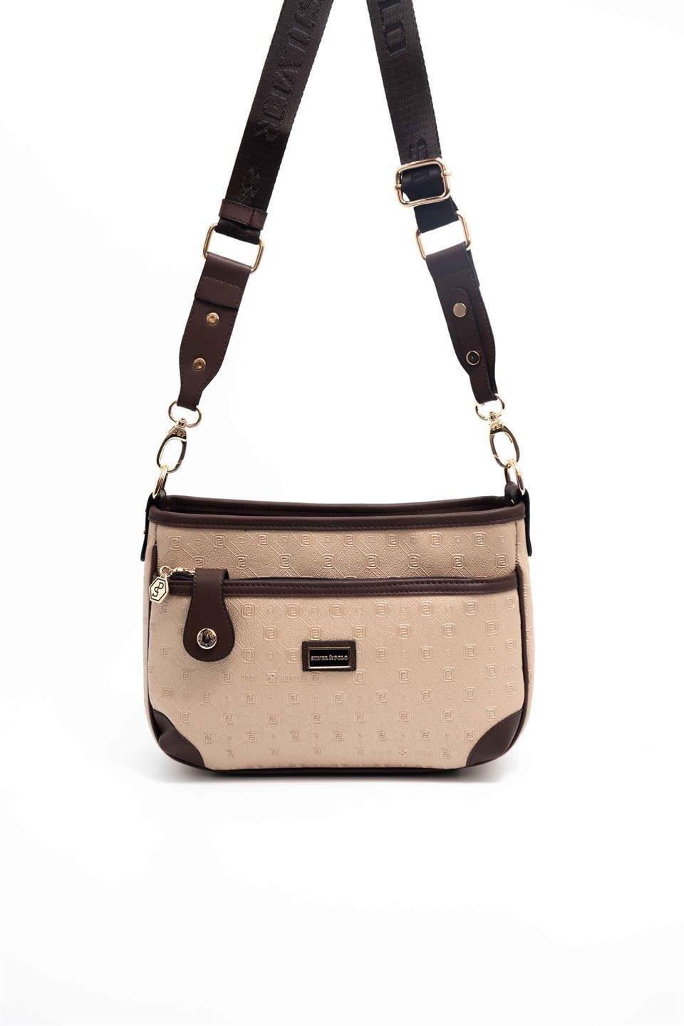 Silver & Polo SP1160 Kadın Çapraz Çanta Logolu Nut-Kahve