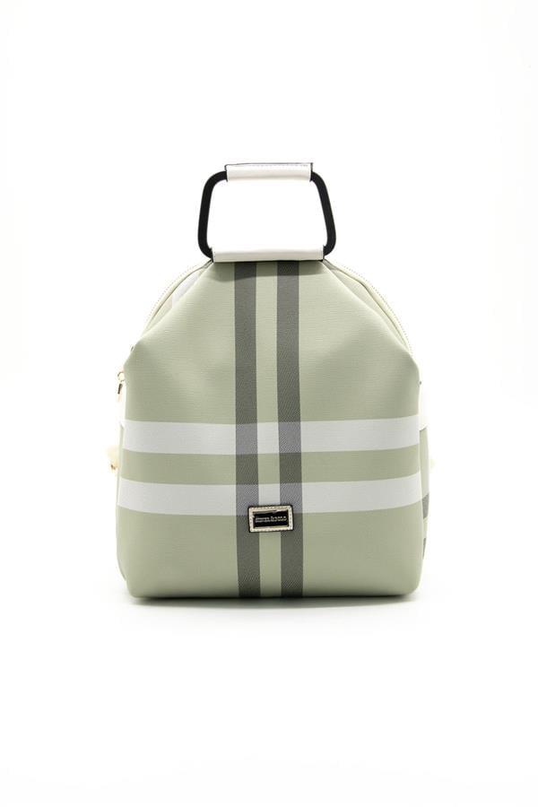 Silver & Polo SP771 Kadın Sırt Çantası Ekose A.Yeşil-Kemik