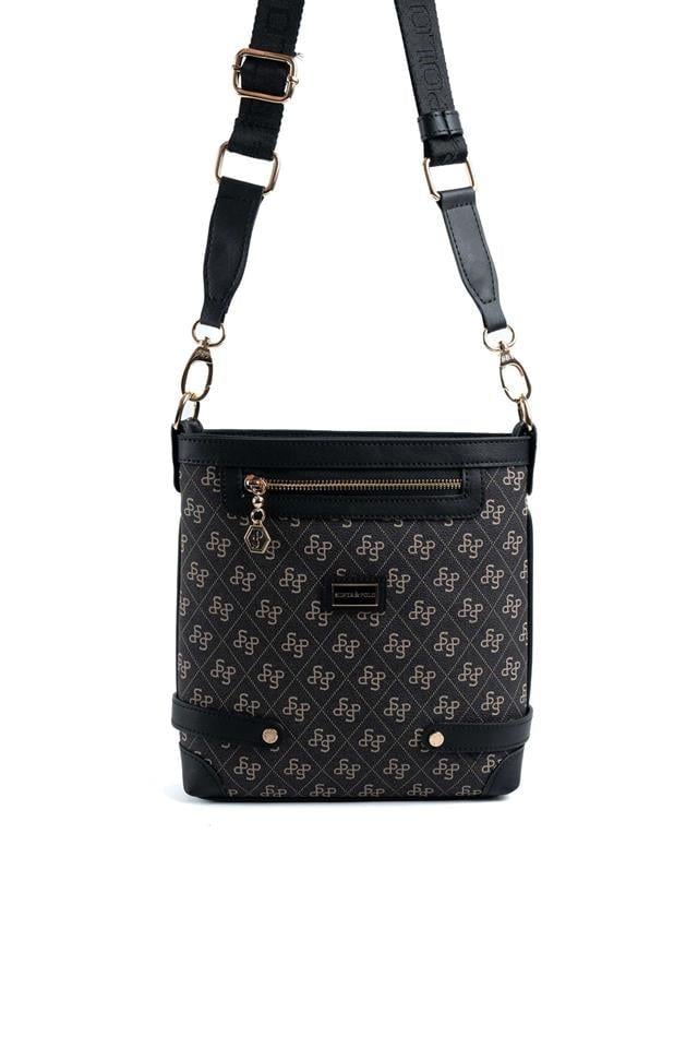 Silver & Polo SP1120 Kadın Çapraz Çanta Monogram Füme-Siyah