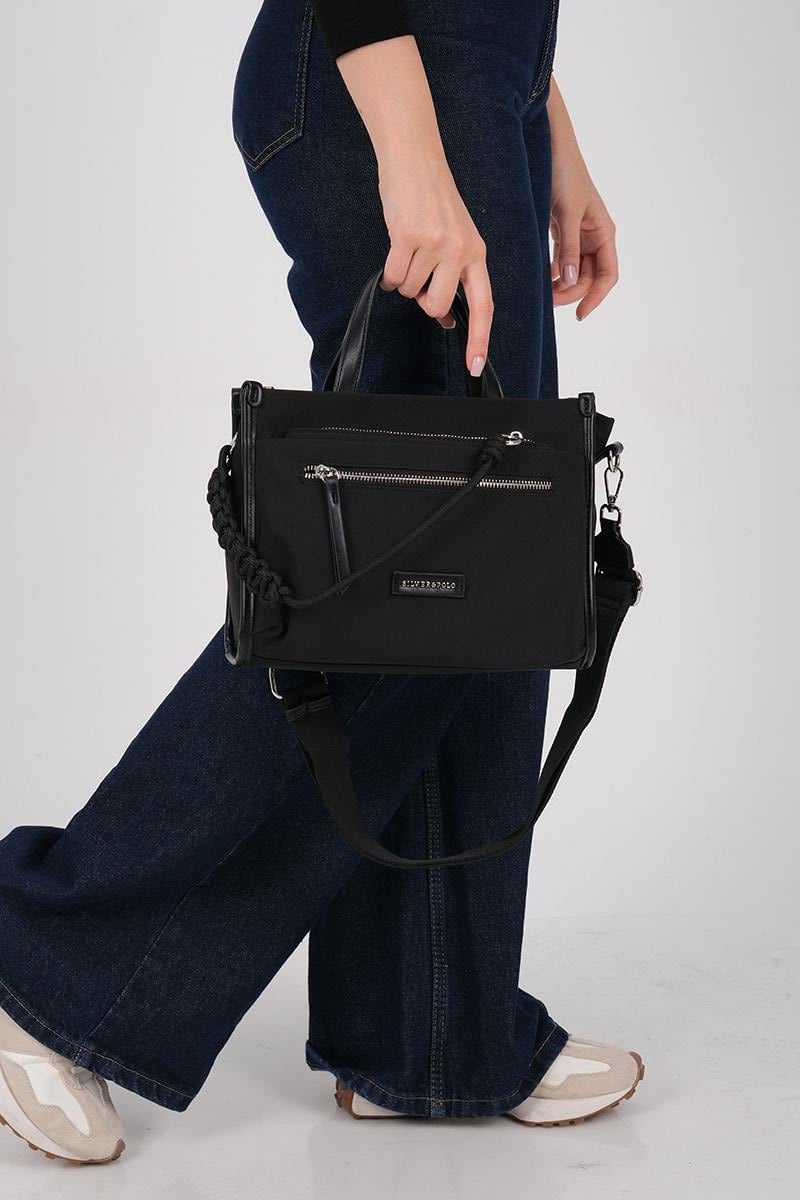Silver & Polo SP1228 Kadın El Çantası Saten Siyah-Siyah