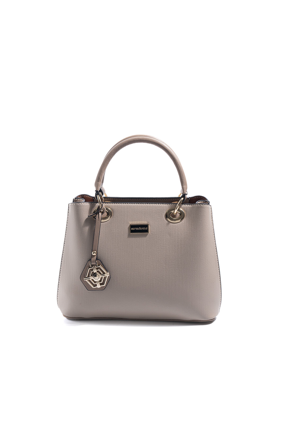 Silver & Polo SP1272 Kadın El Çantası Düz Koyu Bej-Latte
