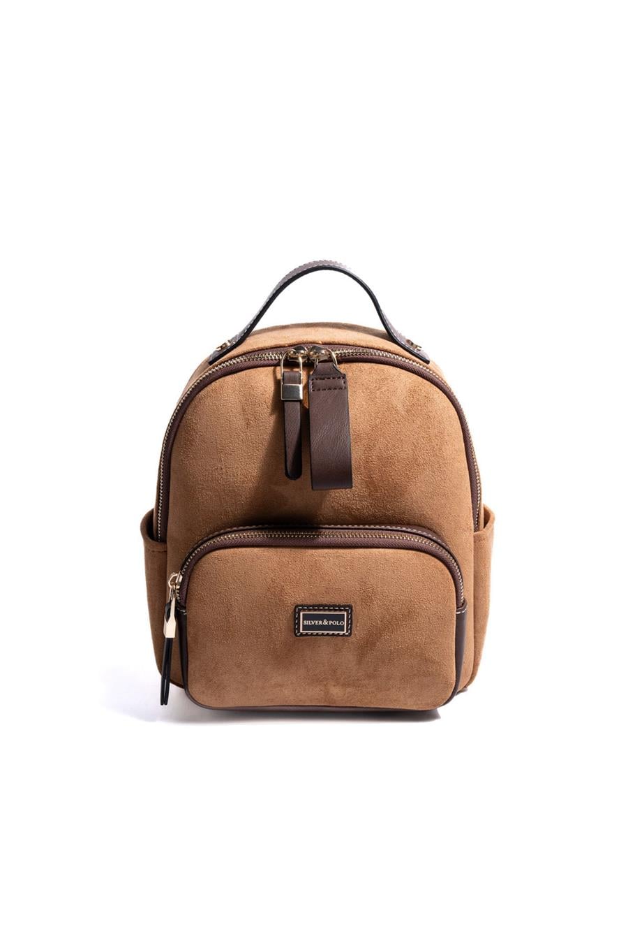 Silver & Polo SP1130 Kadın Sırt Çantası Süet Taba-Kahve