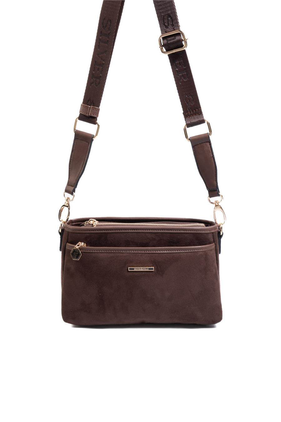Silver & Polo SP1184 Kadın Çapraz Çanta Süet Kahve