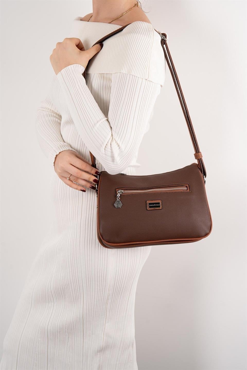 Silver & Polo SP818 Kadın Çapraz Çanta Petek Kahve-Taba