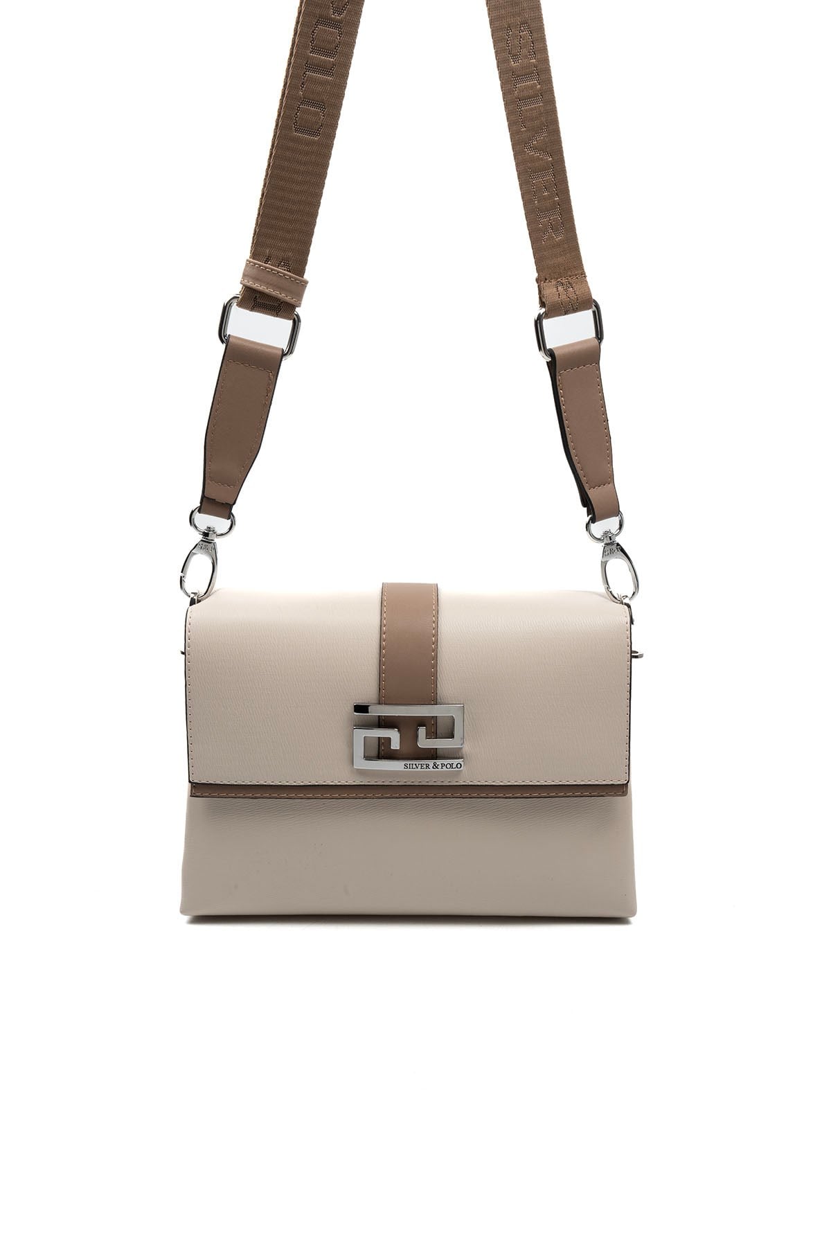 Silver & Polo SP1009 Kadın Çapraz Çanta Düz Bej-Latte