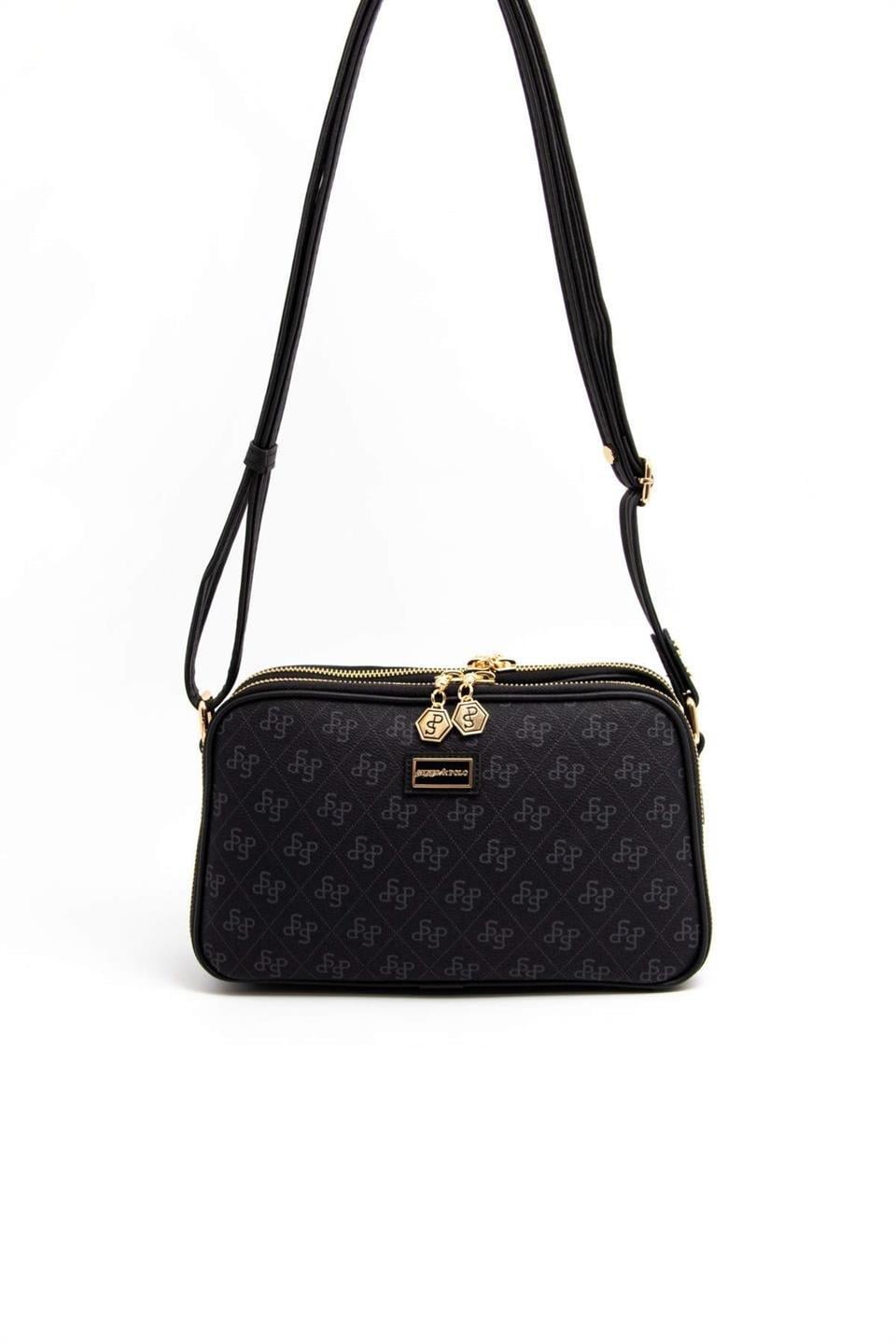 Silver & Polo SP899 Kadın Çapraz Çanta Monogram Siyah