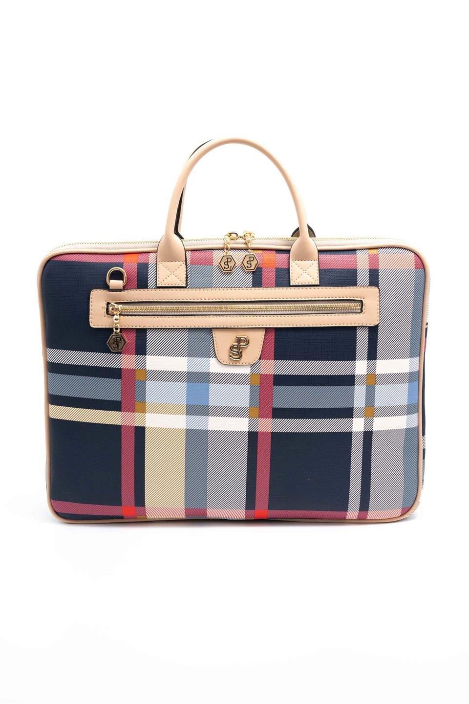 Silver & Polo SP1175 Kadın Laptop & Evrak Çantası Ekose Laci-Ten