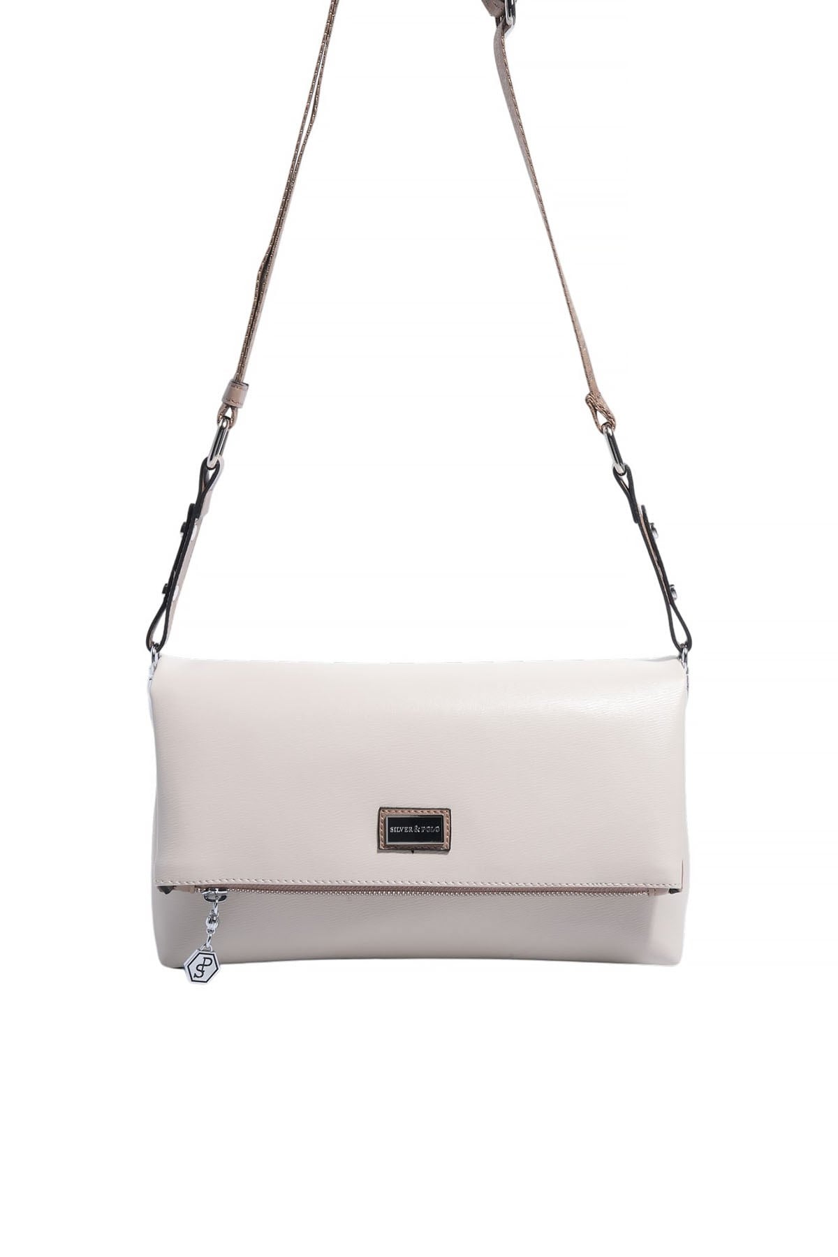 Silver & Polo SP1278 Kadın Çapraz Çanta Düz Bej-Latte