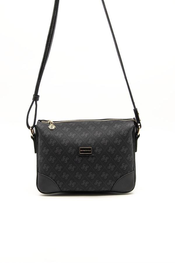 Silver & Polo SP784 Kadın Çapraz Çanta Monogram Siyah