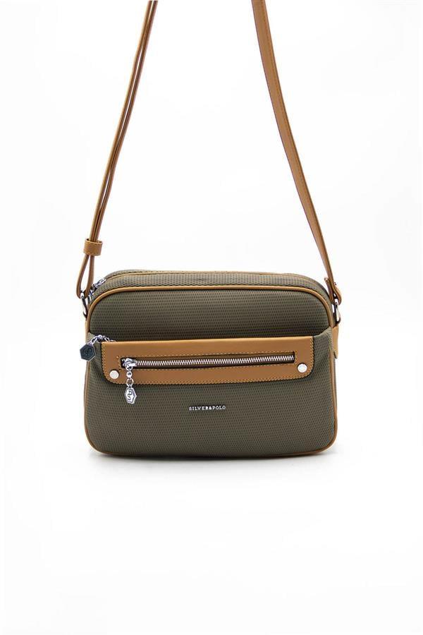 Silver & Polo SP753 Kadın Çapraz Çanta Petek L.Haki-A.Taba