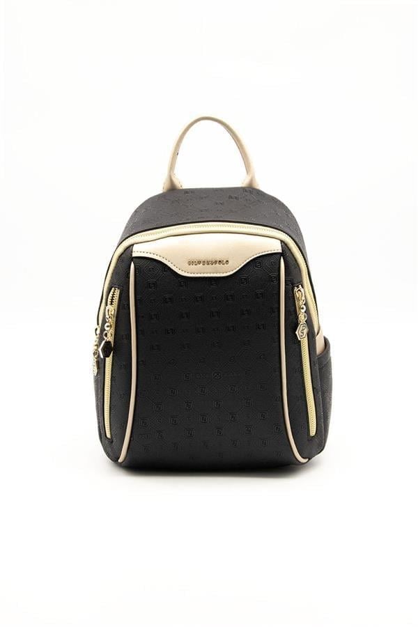 Silver & Polo SP906 Kadın Sırt Çantası Logolu Siyah-S.Nut