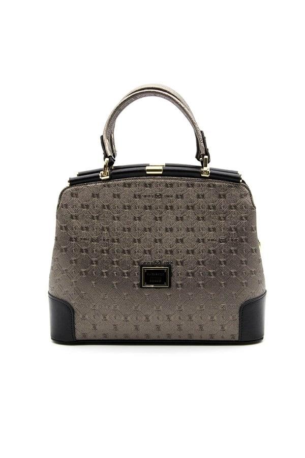 Silver & Polo SP706 Kadın El Çantası Logolu Platin-Siyah
