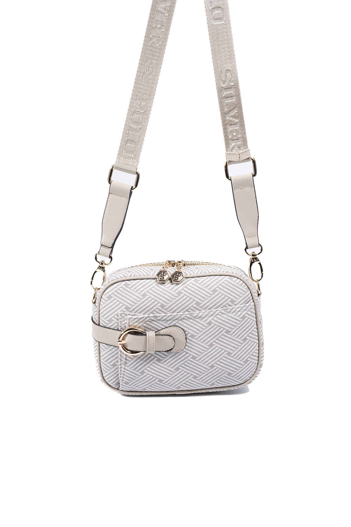 Silver & Polo SP1256 Kadın Çapraz Çanta Ekose Line Kare Bej-Kum Beji