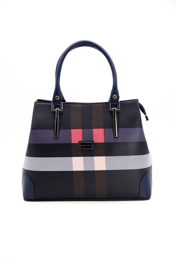 Silver & Polo SP667 Kadın El Çantası Ekose Lacivert