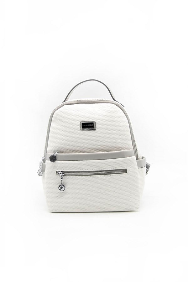 Silver & Polo SP1061 Kadın Sırt Çantası Petek Beyaz-A.Gri