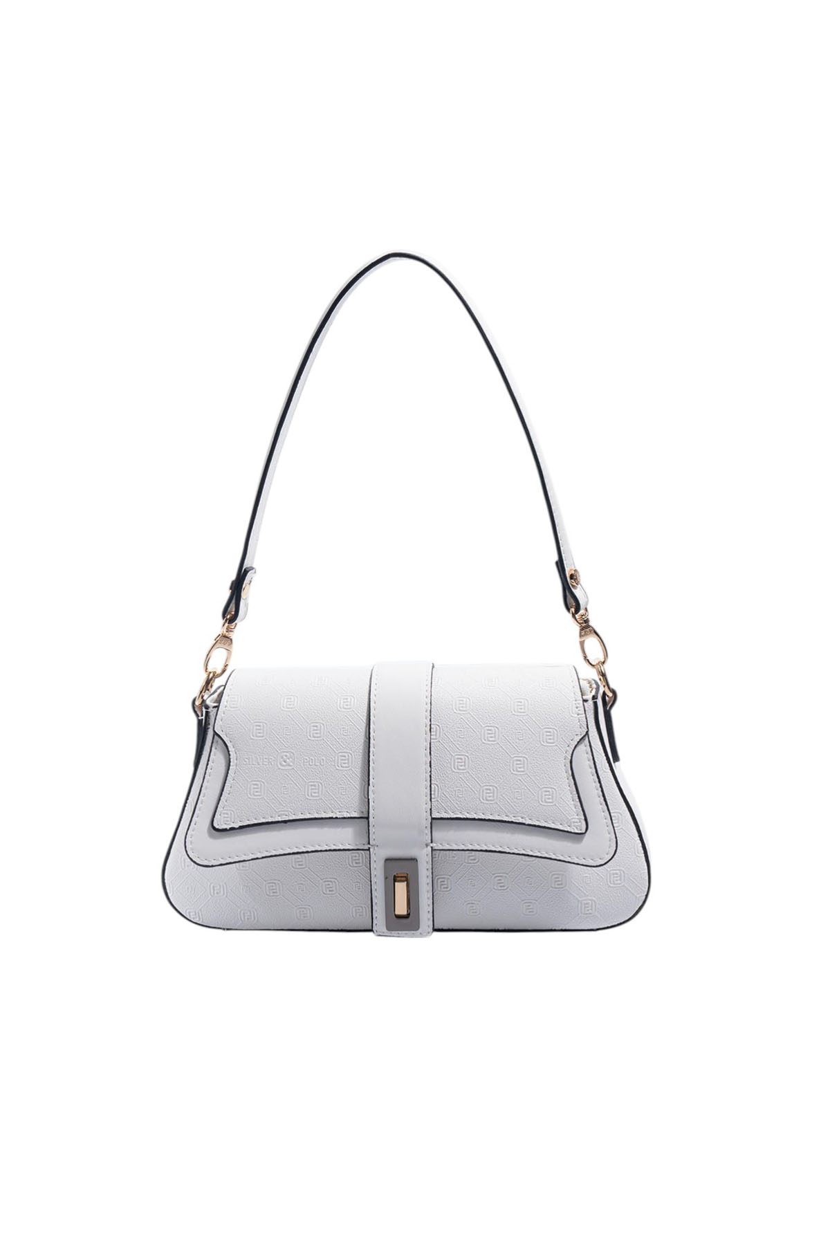 Silver & Polo SP1177 Kadın Omuz Çantası Logolu Beyaz-Beyaz
