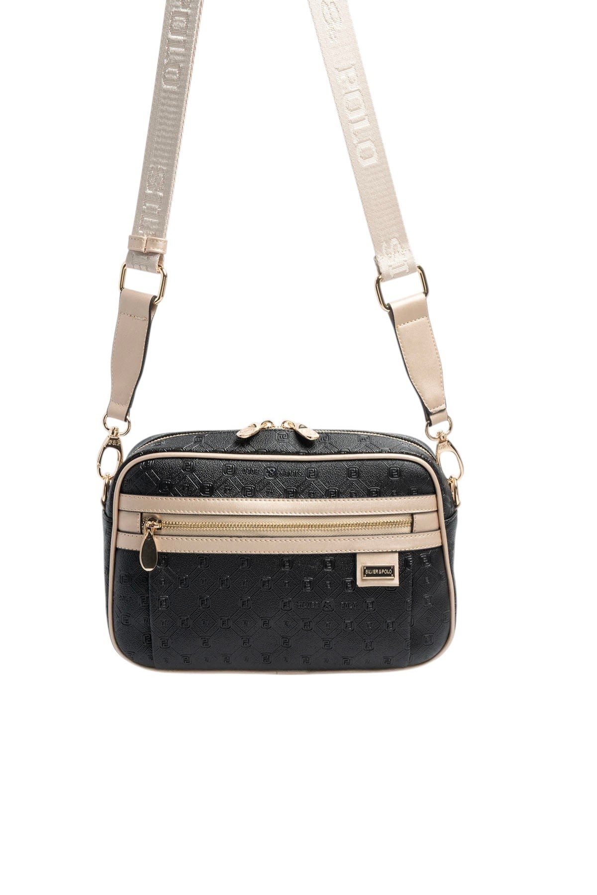 Silver & Polo SP1280 Kadın Çapraz Çanta Logolu Siyah-S.Nut