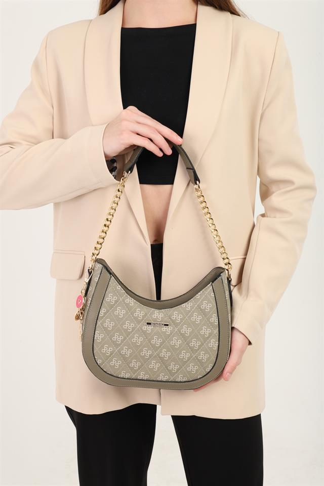 Silver & Polo SP1168 Kadın Omuz Çantası Monogram Y.Yeşil