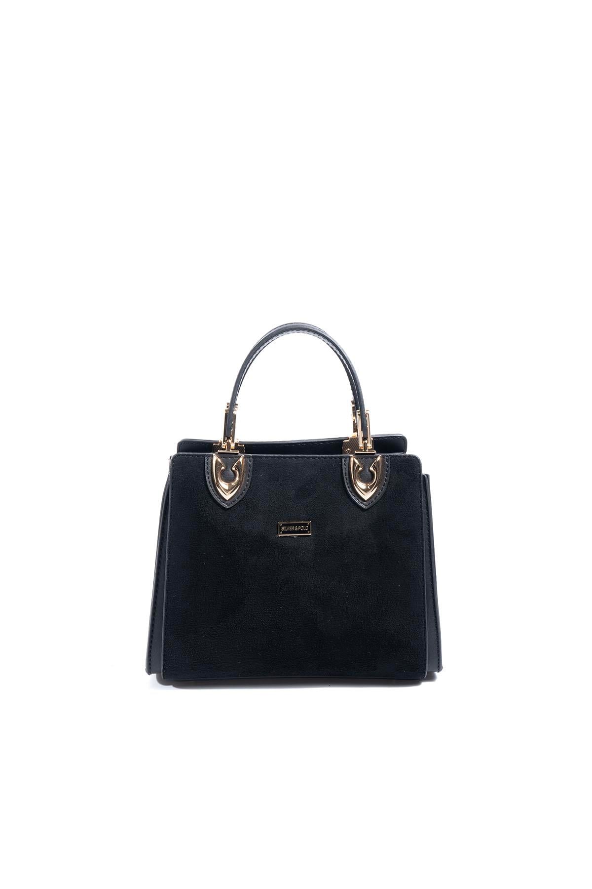 Silver & Polo SP1133 Kadın El Çantası Süet Siyah-Siyah