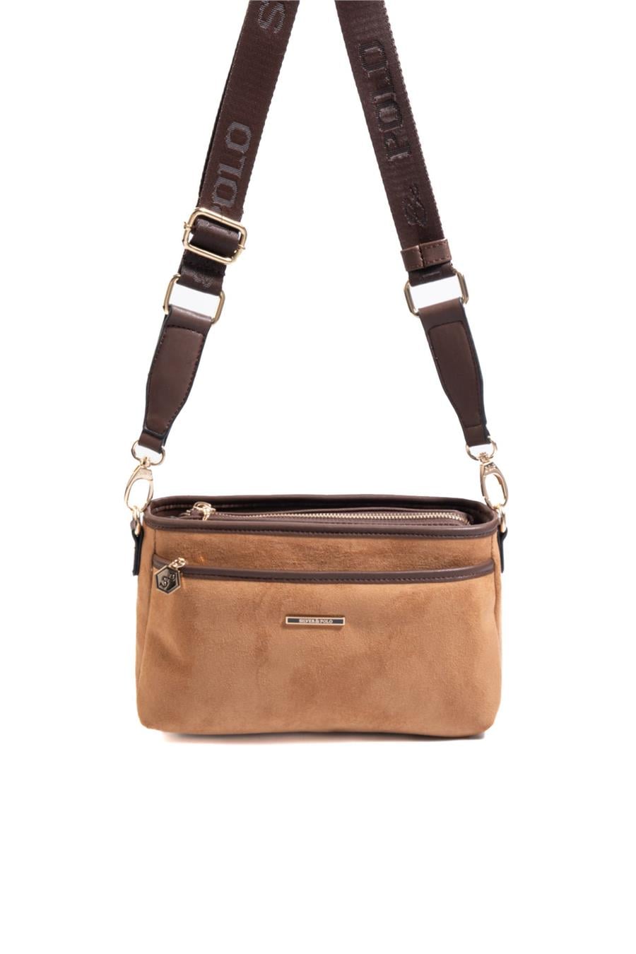 Silver & Polo SP1184 Kadın Çapraz Çanta Süet Taba-Kahve