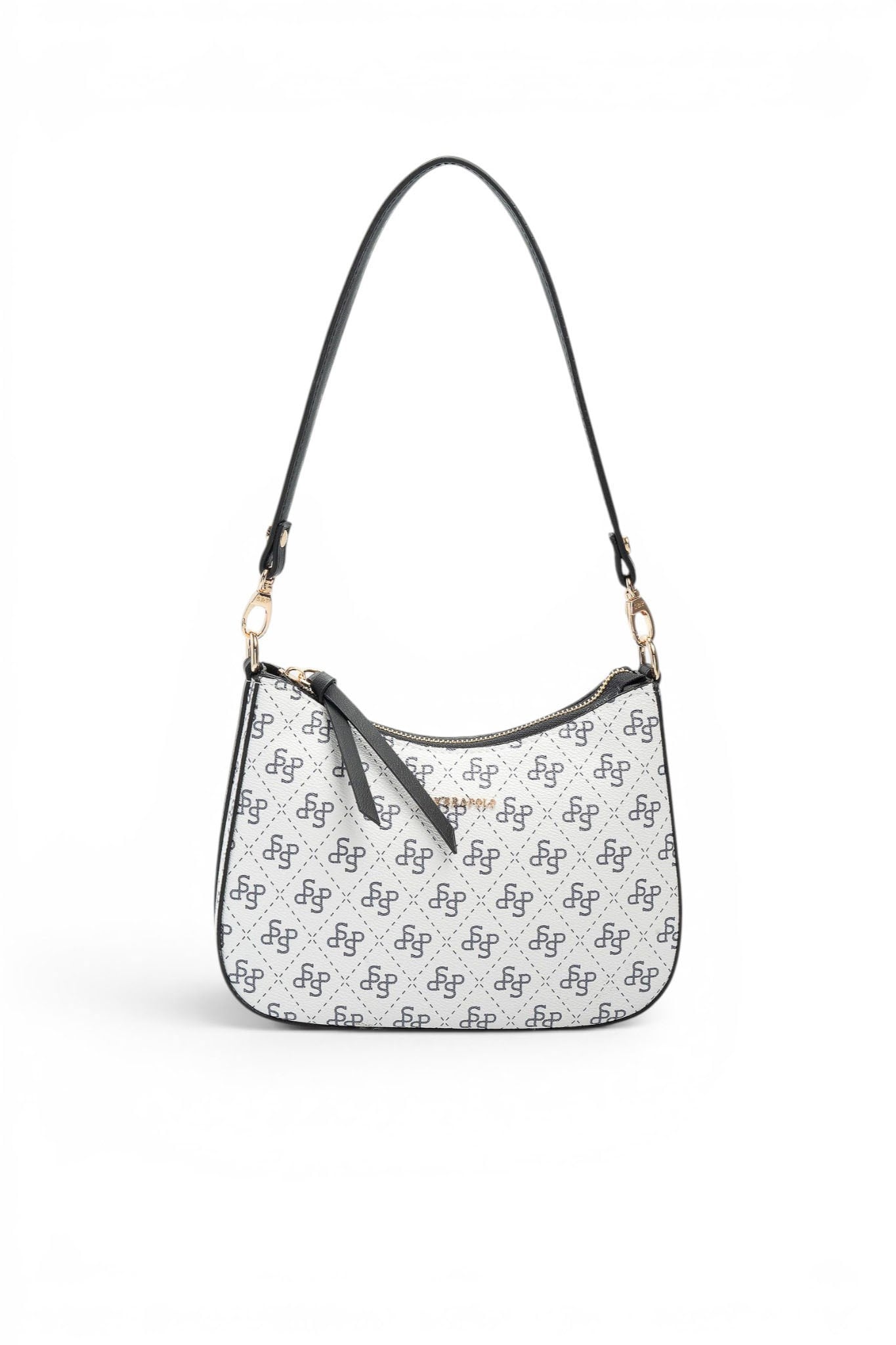 Silver Polo Beyaz - Siyah Monogram Kadın Omuz Çantası SP1259