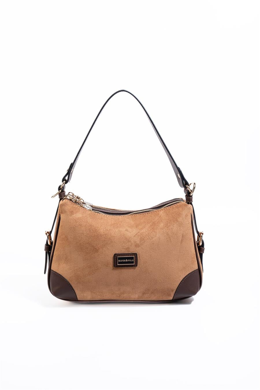 Silver & Polo SP1269 Kadın Omuz Çantası Süet Taba-Kahve