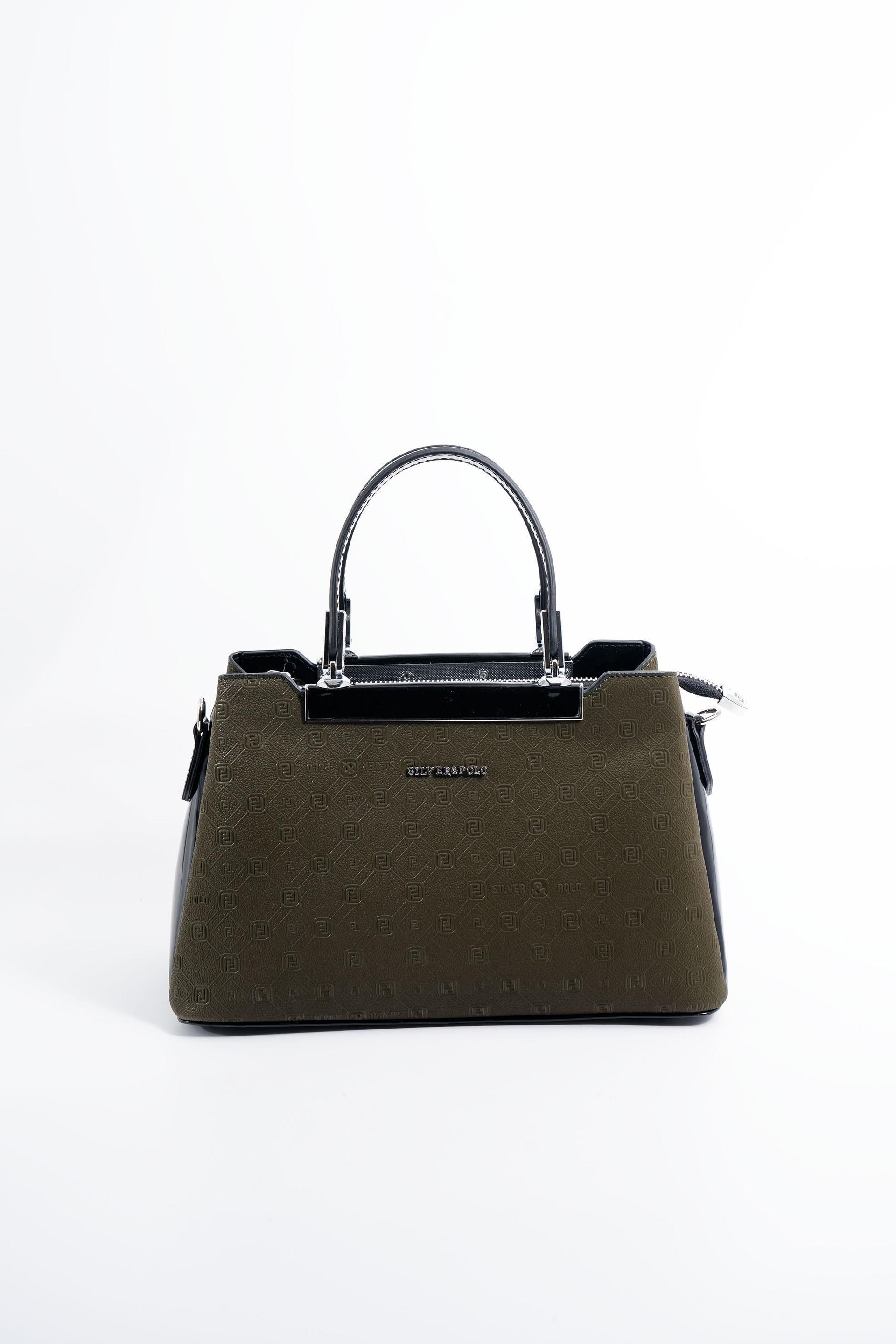 Silver & Polo SP913 Kadın El Çantası Fashion Haki-Rugan-Siyah