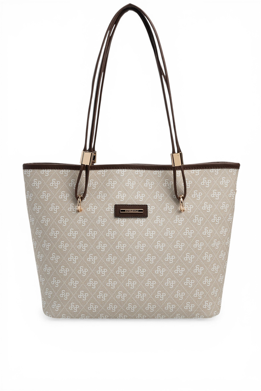 Silver Polo SP1282 Kadın Omuz Çantası Monogram Taş-Kahve