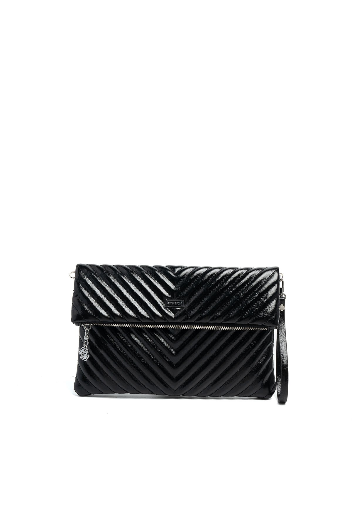 Silver & Polo SP1134 Kadın Portföy & Clutch Crash Kırışık Siyah-Kırışık Siyah