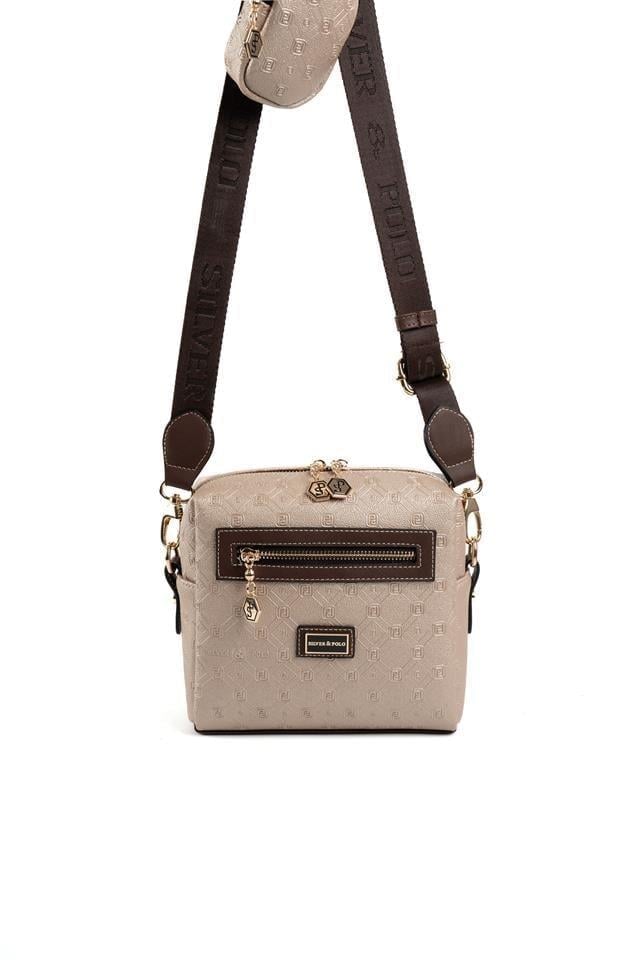 Silver & Polo SP1038 Kadın Çapraz Çanta Logolu Nut-Kahve