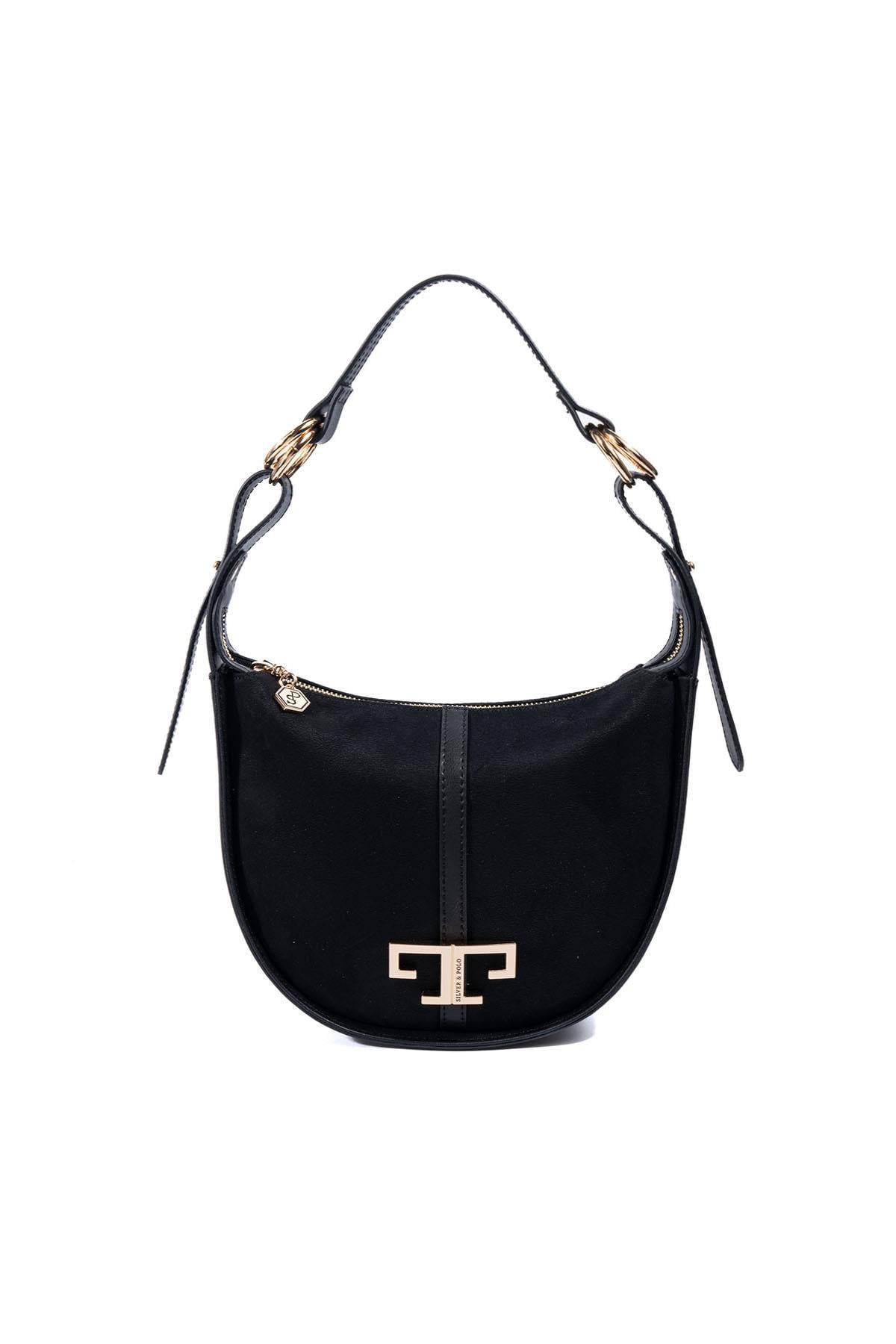 Silver & Polo SP1270 Kadın Omuz Çantası Süet Siyah-Siyah